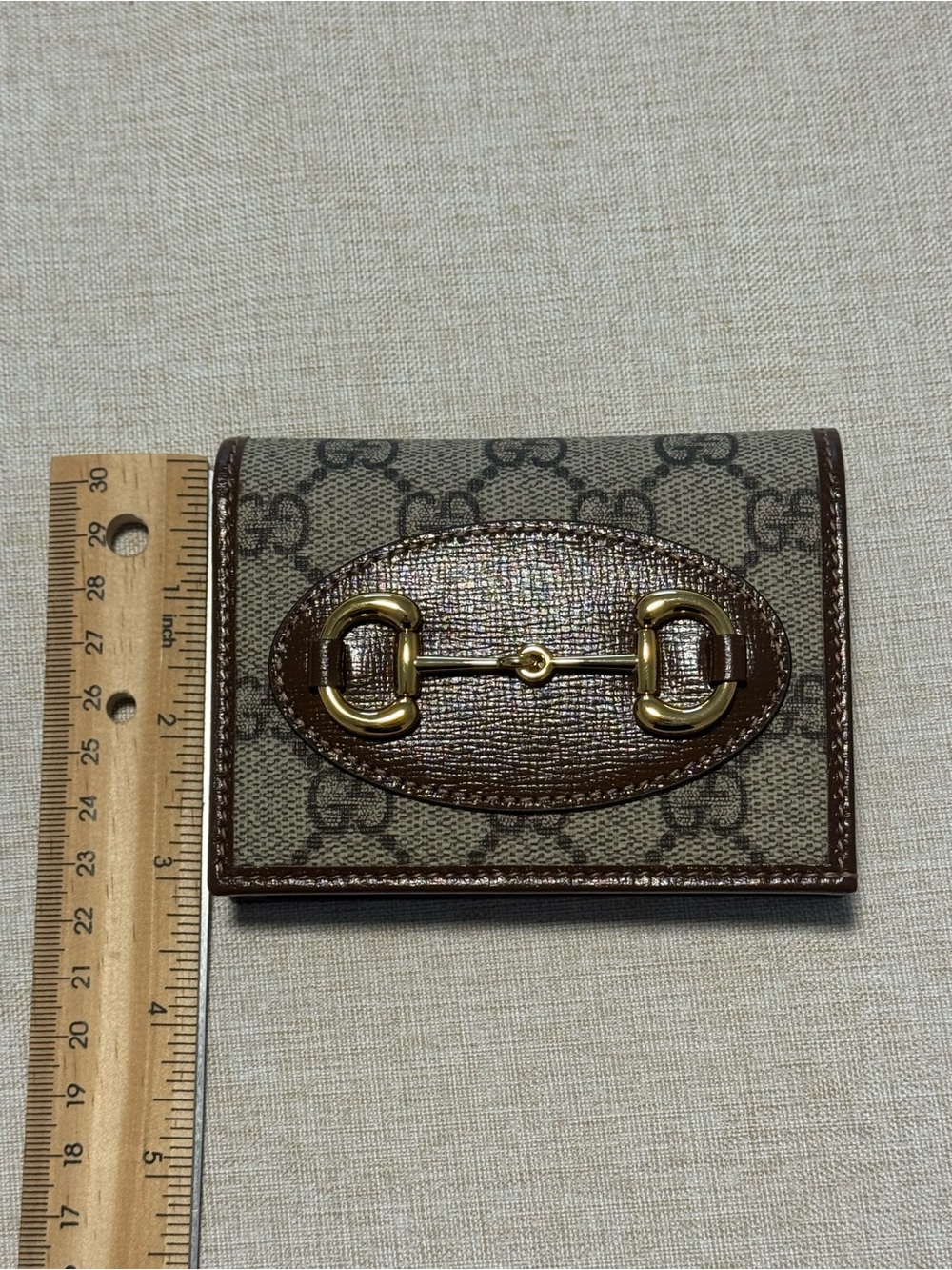 Gucci Horsebit 1955  Card Case wallet with Brown Leather & Gold Horsebit - Picture 7 of 14